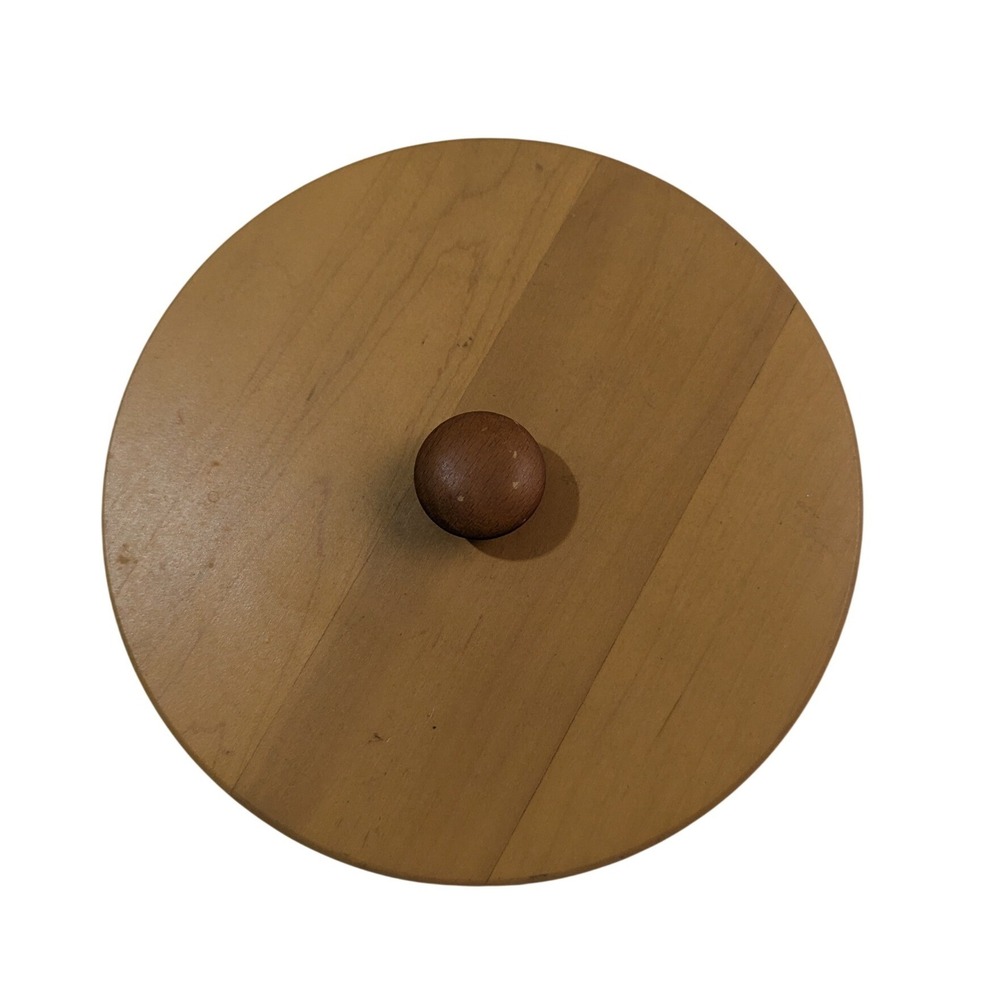 Longaberger Woodcrafts Round Wood Replacement Lid with Knob 7.5 Inch